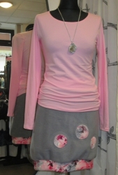 Sukně fleece šedo-růžová