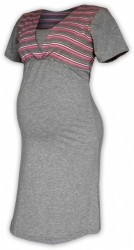 Noční košile pro těhotné a kojící matky, šedá-šedo,růžová