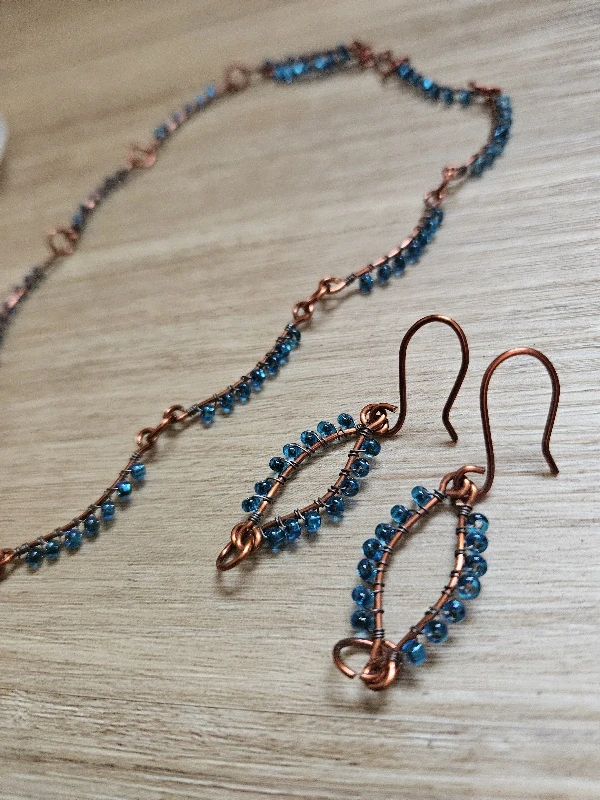 Šperky souprava, drátovaná měď a tyrkys