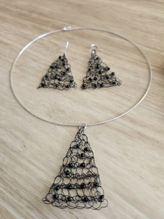 Šperky souprava, drátovaný trojúhelník 